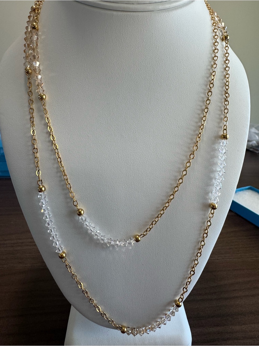 Touchstone Crystal, Gold-Tone Long Necklace | Swarovski Crystals| 36”